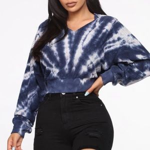 FASHION NOVA CROP TIE DYE HOODIE SHIRT SIZE MEDIUM